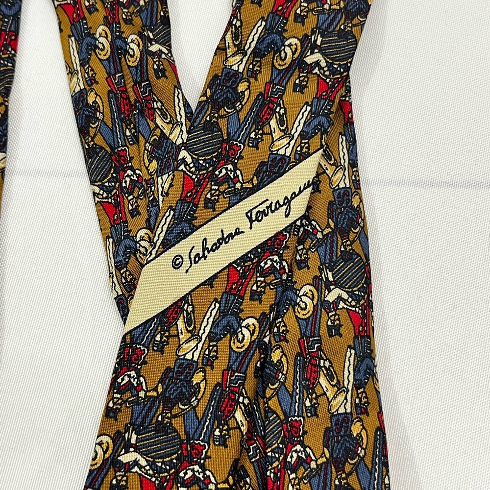 Ferragamo Marching Band Silk Neck Tie - Picture 8 of 9